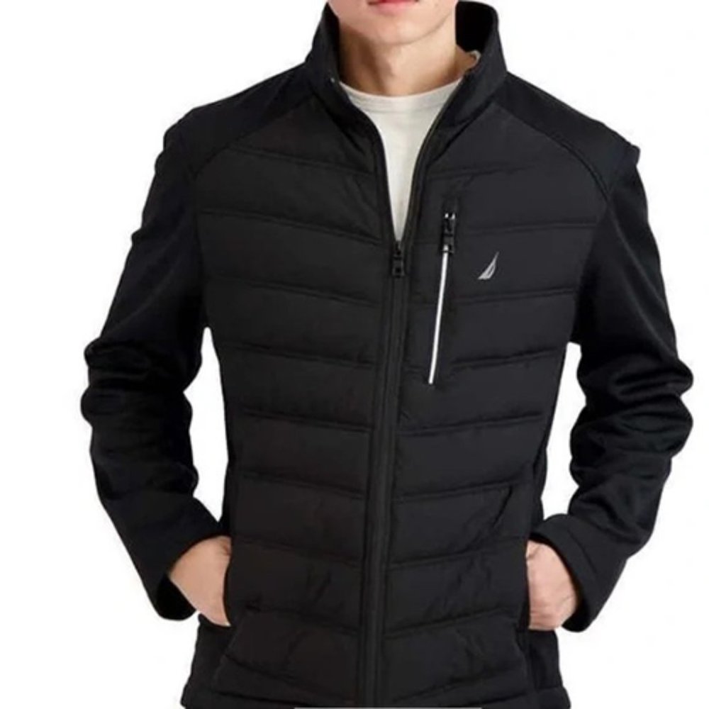 BLACK NWT Nautica Men's Mix Media Jacket - Picture 2 of 9